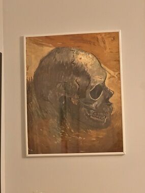 Bronze and Gray Skull Profile Art Print Van Gogh reproduction print
